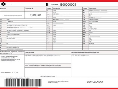 Duplicado de Tarjeta&nbsp;ITV.